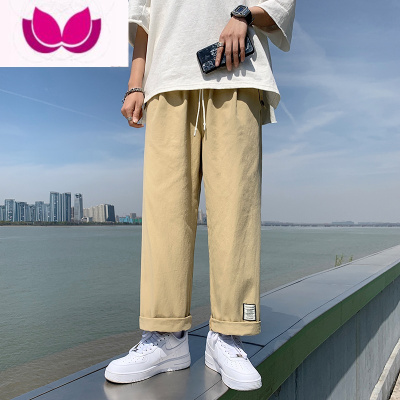 七斓裤子男港风潮牌宽松直筒工装九分裤韩版潮流百搭阔腿休闲裤