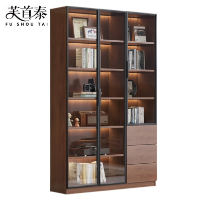 芙首泰玻璃门书柜三门三抽1200*320*2000mm个