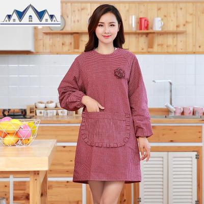 棉围裙女春季韩版加长款家用厨房反穿工作服透气时尚棉罩衣男 三维工匠