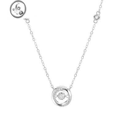 JiMiclect小太阳项链女银银2023新款轻奢小众跳动的心银饰锁骨链