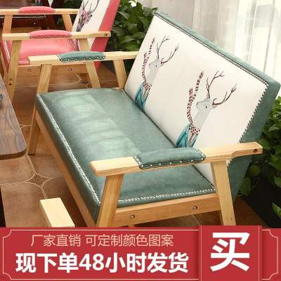 奶茶店甜品店桌椅组合简约休闲清新个性休息区卡座双人咖啡厅沙发