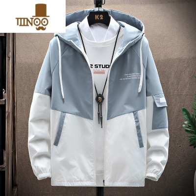 YANXU男士外套潮流韩版工装夹克青少年学生上衣服休闲薄款连帽褂子