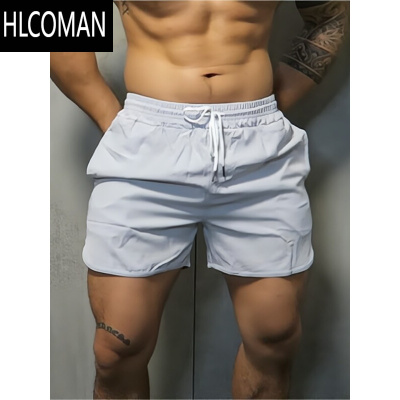 HLCOMAN运动健身短裤男夏季速干宽松透气跑步纯色短裤时尚休闲弹力四分裤