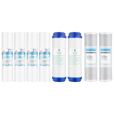 家用净水器净水机过滤器纯水机10寸通用滤芯PPF棉UDF颗粒活性炭CTO活性炭一年套装8支