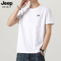 Jeep spirit 白色T恤男士高品质打底体恤夏季圆领正肩短袖T恤半袖