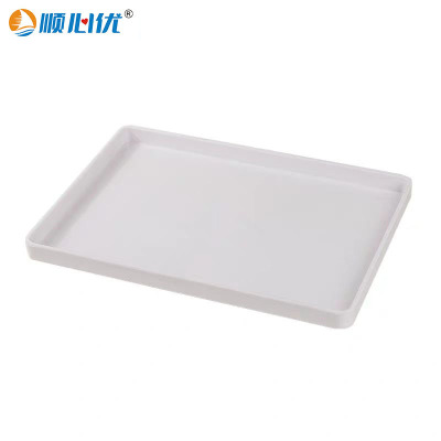 顺心优 密胺长方形直角托盘 餐盘 面包盘 水杯茶盘 29*21*2cm白色/个
