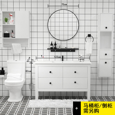 北欧浴室柜组合实木现代简约小户型洗脸洗手面盆洗漱台盆柜卫生间