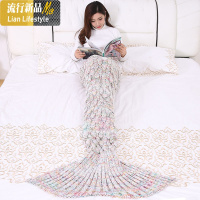 保暖针织美人鱼沙发毯子 鱼鳞美人鱼尾巴毛毯儿童毛毯空调毯 三维工匠
