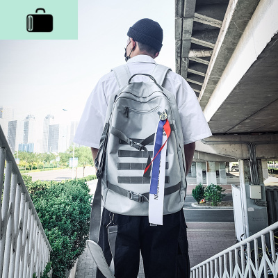 潮牌原宿背包男双肩包书包女韩版高中大容量简约学生休闲旅行背包NEW LAKE