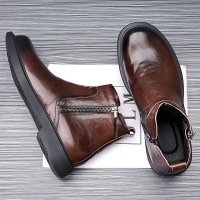 马丁靴男英伦风工装靴防滑秋季皮鞋高帮男鞋切尔西靴百搭透气男靴