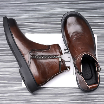 马丁靴男英伦风工装靴防滑秋季皮鞋高帮男鞋切尔西靴百搭透气男靴