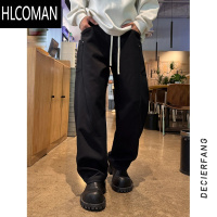 HLCOMAN小众复古宽松休闲裤男士潮牌新款加厚加绒休闲直筒男裤