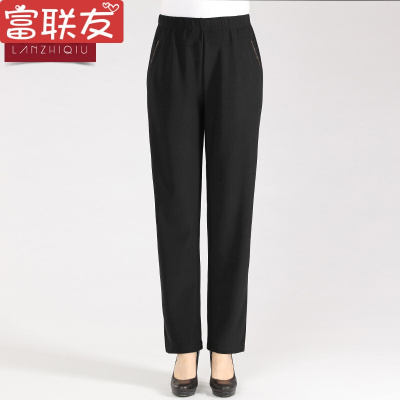 迪鲁奥（DILUAO)同款【品质女装】妈妈裤子薄款秋季休闲长裤常规弹力松紧高腰中老年人女裤秋冬