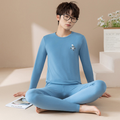 青少年秋衣秋裤纯棉薄款初高中生男士保暖内衣套装学生棉毛衫_627