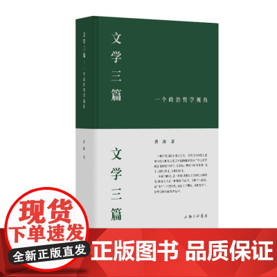 文学三篇:一个政治哲学视角 9787542684516 上海三联 洪涛 著 2024-06