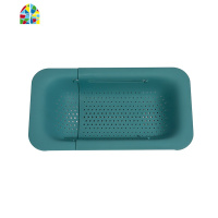 可伸缩洗菜篮淘菜盆沥水篮长方形塑料水果盘家用厨房水洗碗收纳 FENGHOU 白色