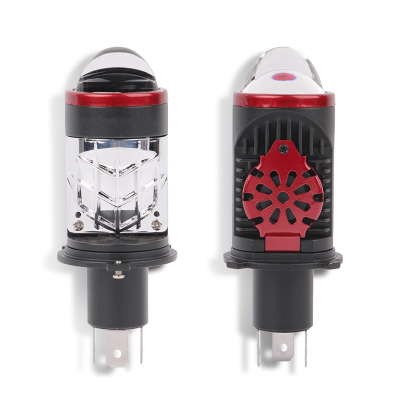 菁普华 汽车H4双光透镜直插式超亮 光近光一体透镜改装灯泡