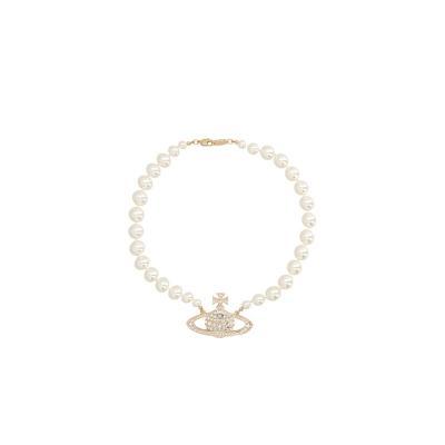 水晶珍珠点缀优雅扣环设计女款链条耳饰