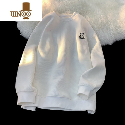 YANXU华夫格卫衣男2023港风潮牌宽松无帽上衣潮ins圆领情侣外套