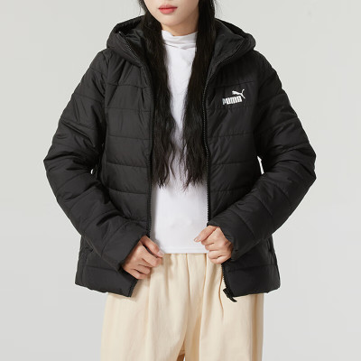 彪马(Puma)女装新款运动服户外出行防风保暖连帽棉服夹克外套672279-01 ZP