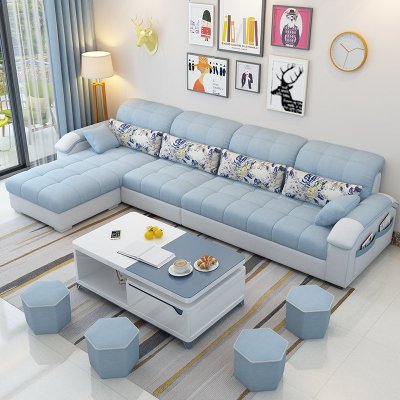 2018年新款布艺沙发现代简约客厅多人整装小户型组合经济型三人位