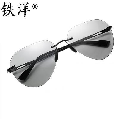 铁洋 偏光太阳镜 遮阳镜 墨镜 超轻纯钛镜 防紫外线UV400 变色片 副