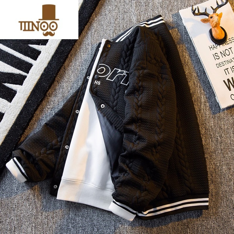 YANXU潮牌美式复古外套男款2023新款潮流棒球领夹克男装休闲上衣