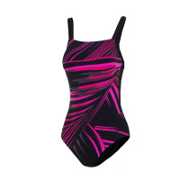 Speedo速比涛印花方领吊带修身女装连体泳衣8-13511G705