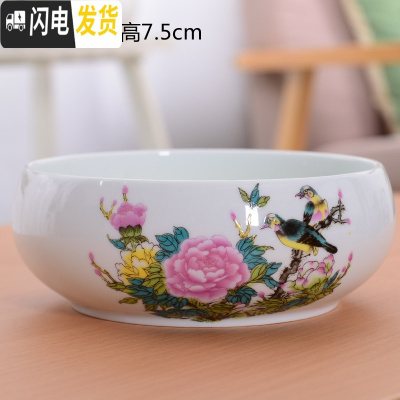 三维工匠水仙花盆无孔铜钱花盆白色碗莲盆睡莲水培花盆多肉拼盘花盆陶瓷 水养牡丹之花口径18.5 18-19CM花盆容器