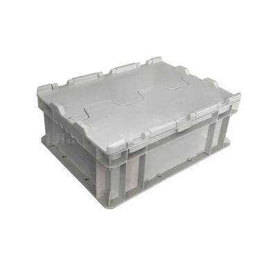 翌嘉YJ4121732 可堆式物流箱塑料周转箱塑料储物箱 翻盖灰色 400*300*148