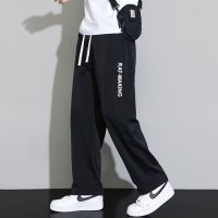 冰丝薄款裤子男士韩版潮流垂感运动速干阔腿直筒休闲长裤