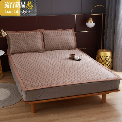 针织透气凉席三件套夏凉席子双人1.8m床软垫冰丝席可折叠机洗1.5m 三维工匠凉席/凉枕