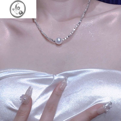 JiMi「一颗珍珠」珍珠项链女钛钢小众颈链2023新款碎银子锁骨链夏