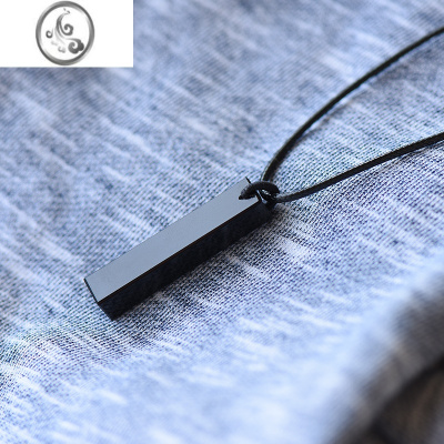 JiMi项链男潮原创黑曜石吊坠女简约个性挂坠水晶礼物学生情侣饰品