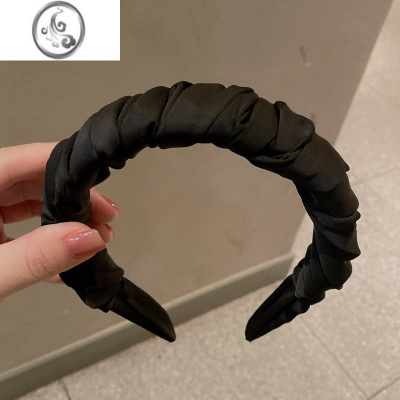 JiMi法式优雅褶皱大肠发箍韩国缎面ins少女亮纱头箍百搭简约发卡发饰
