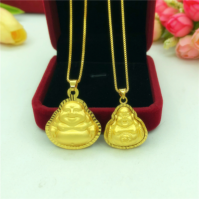 仿沙金不掉色小金佛实心吊坠项链女 镀金仿金项坠送女友妈妈礼物送女朋友老婆情人节七夕生日礼物