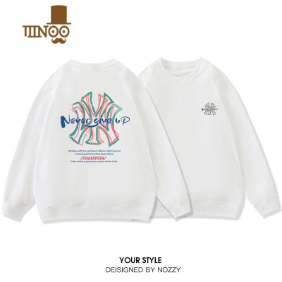 YANXU潮牌ins圆领卫衣男士美式设计感2023新薄款宽松长袖男装