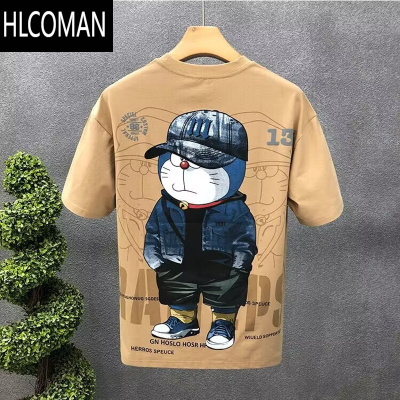 HLCOMAN短袖t恤男款潮牌夏季时尚帅气印花体恤衫韩版潮流半袖宽松上衣服