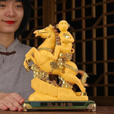 美帮汇马上封侯摆件猴十二12生肖马猴子工艺品骑马 办公室摆设