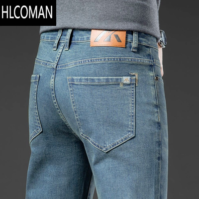 HLCOMAN广州新塘镇高端男士牛仔裤2024厚款直筒宽松弹力复古潮流男裤