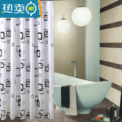 敬平金属伸缩杆可用于晾衣杆窗帘杆衣柜撑杆浴帘杆卫生间浴室免打孔 PEVA格子浴帘宽1.8*高1.8米