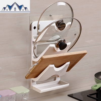 锅盖架壁挂免打孔厨房菜板置物架放锅盖的架子砧板案板菜板收纳架 三维工匠