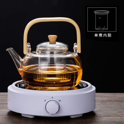 煮茶器全自动家用蒸汽玻璃煮茶壶黄金蛋办公室普洱电陶炉保温蒸茶壶_方把提梁壶单煮内胆机械款GM-368电陶炉黑白2色可选