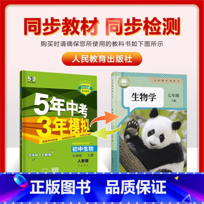 生物 七年级上 [正版]2025版 5年中考3年模拟七年级上 生物 人教版RJ初中同步 五年中考三年模拟初中生物七年级上
