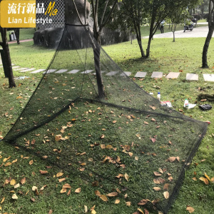 户外旅行野营露营轻量透气便携式酒店免安装床上用品 折叠蚊帐 三维工匠 黑色 1.8m（6英尺）床