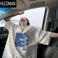 HLCOMANcityboy白色短袖T恤男夏季新款宽松半截袖