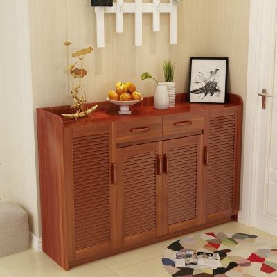 实木色鞋柜组装厅柜简约现代中式玄关柜多层多功能大容量储物柜