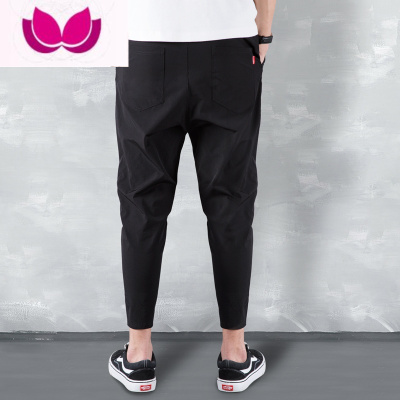 七斓九分裤宽松潮8分9分小脚梭织哈伦裤冰丝速干男士休闲长裤子