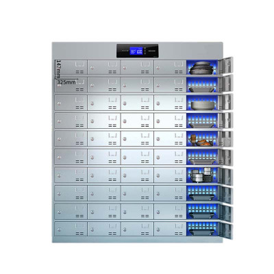 正斌不锈钢员工食堂消毒碗柜餐厅紫外线高温餐盘餐具柜多格饭盒储物柜50门餐盘柜 紫外线消毒