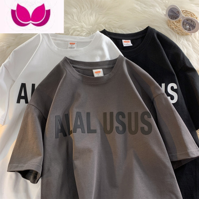 七斓水泥灰300g小领口t恤oversize美式情侣款短袖男款潮牌中半袖